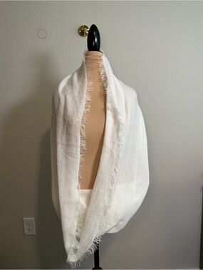 Cream Fringed Infinity Scarf - Home Accents